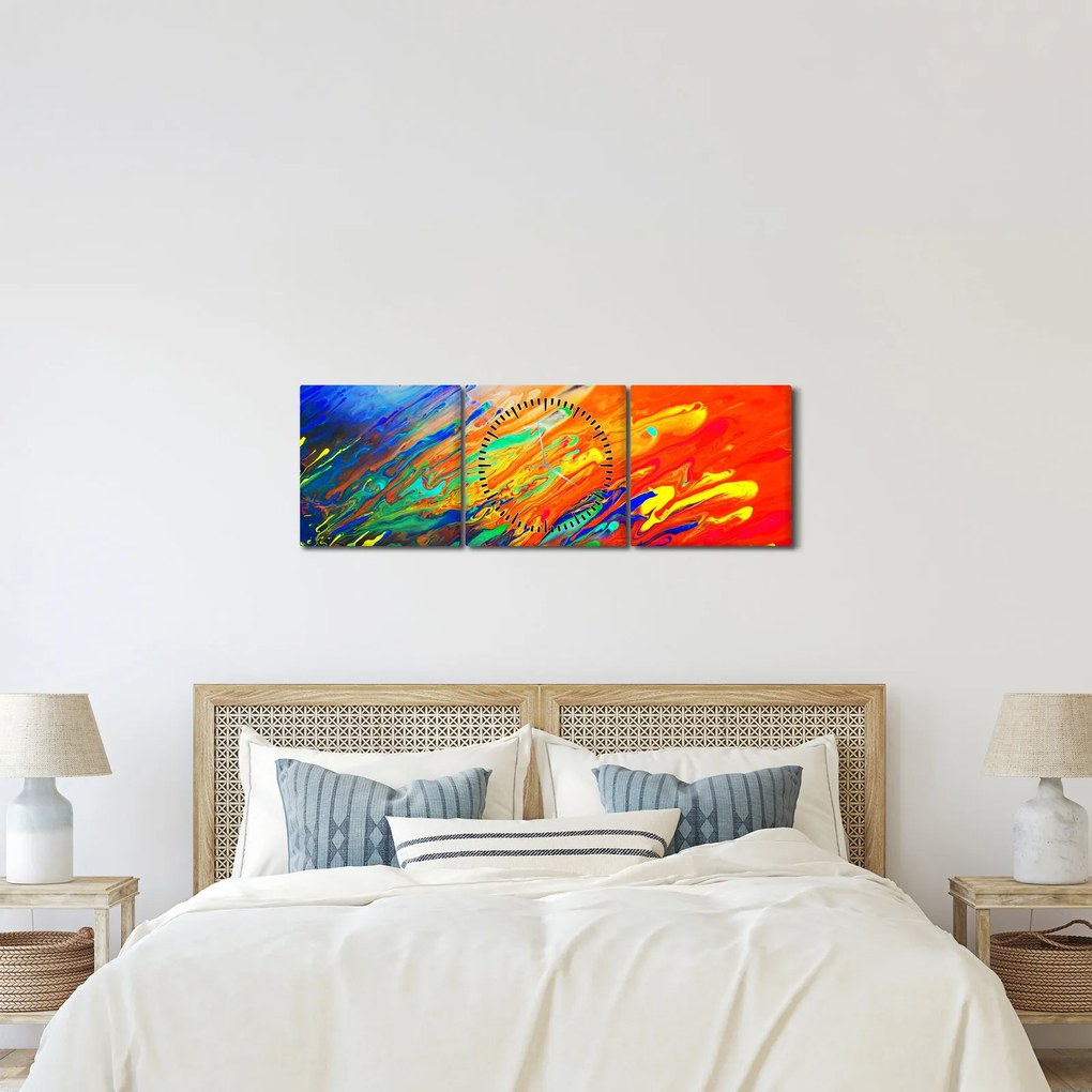 Kép - Színes absztrakció (órával) (90x30 cm)