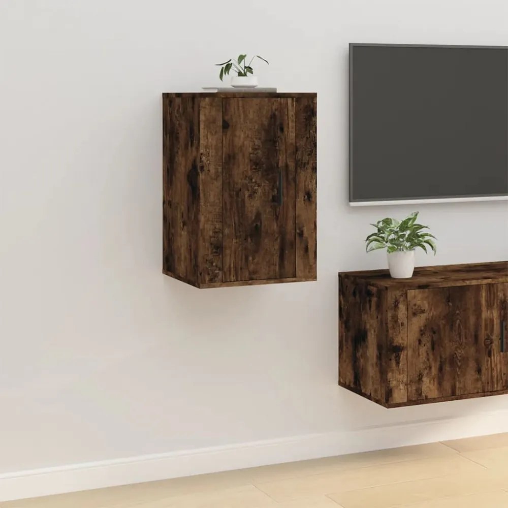 2 db füstös tölgy falra szerelhető TV-szekrény 40x34,5x60 cm