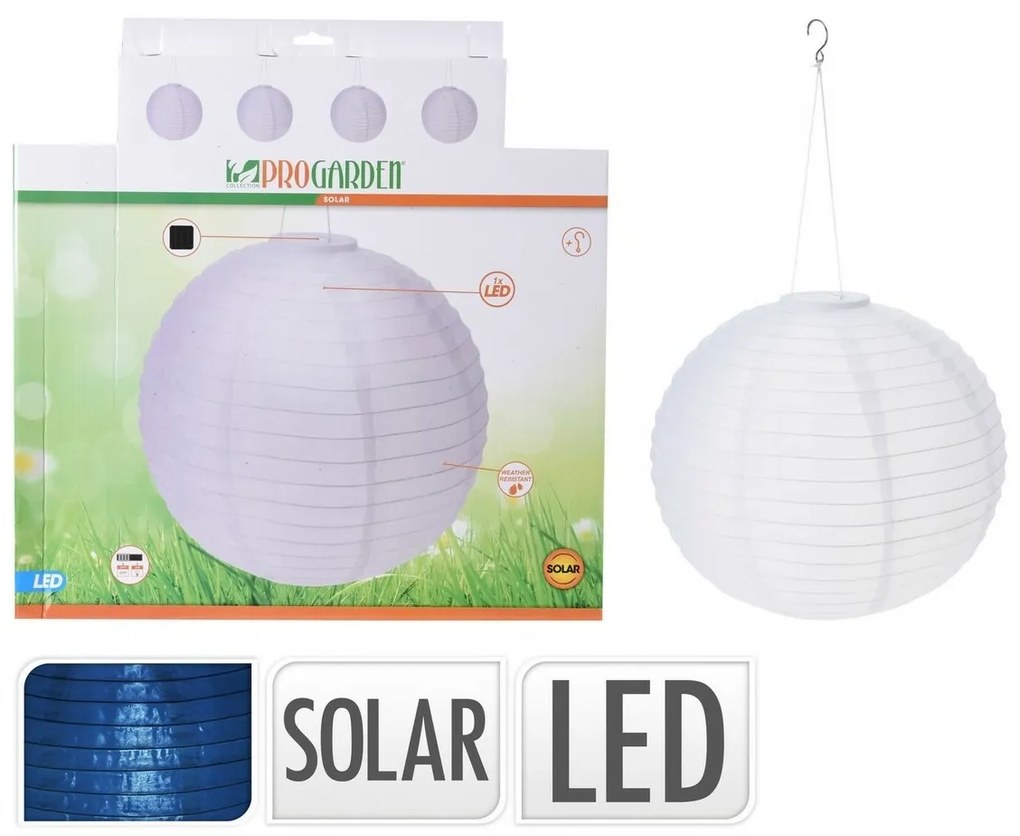 ProGarden Ball Solar függő LED lámpatest, átmérő 40 cm, meleg fehér