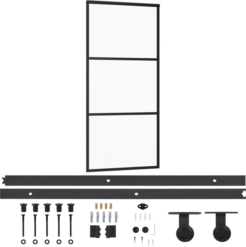 vidaXL ESG üveg és alumínium tolóajtó fémszerelvény-szettel 90x205 cm
