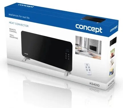 Concept KS4010 - Elektromos direkt fűtőtest/konvektor 2000 W, IP24, fekete, távirányítóval