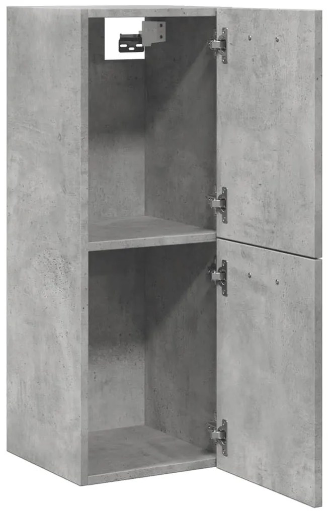 Betonszürke szerelt fa függő fürdőszobaszekrény 30 x 30 x 80 cm
