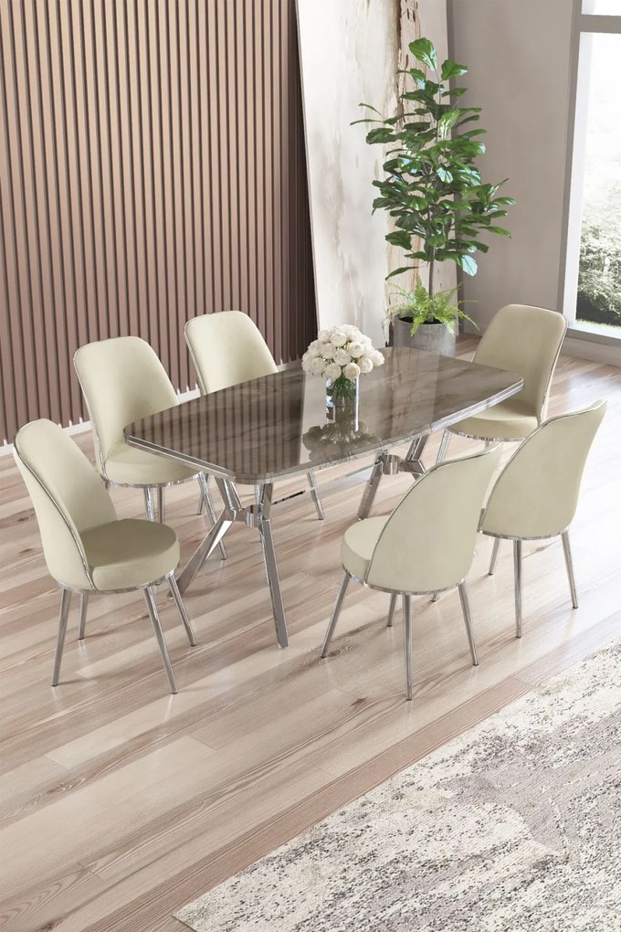 Lena étkezőgarnitúra, antracit-króm, 160 cm – TR240CHR2888
