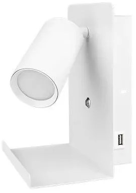 Fali spotlámpa polccal és USB töltővel 1xGU10/35W/230V fehér