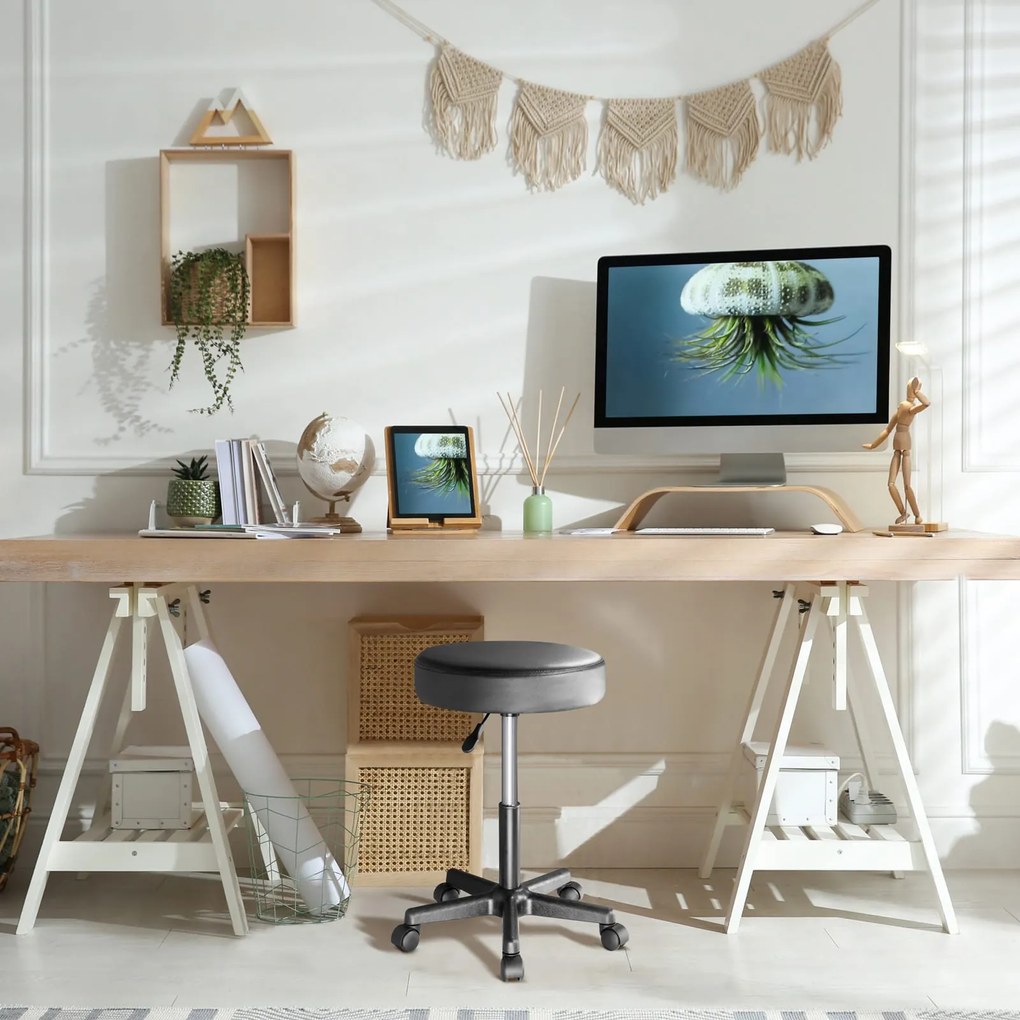 BONI görgős puff, Ø35cm, fekete Casaria