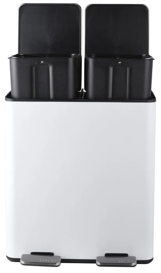 Matt fehér acél szelektív pedálos szemetes 2x20 l Aliya – Spirella