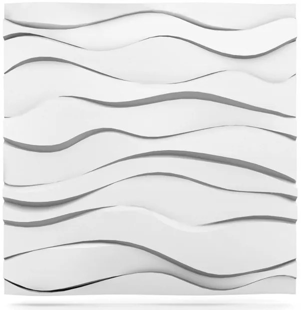 Dekoratív 3D polisztirol falpanel Wave fehér