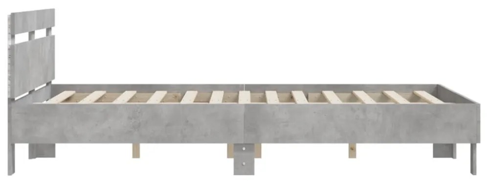 betonszürke ágykeret fejtámlával és LED-del 150x200 cm