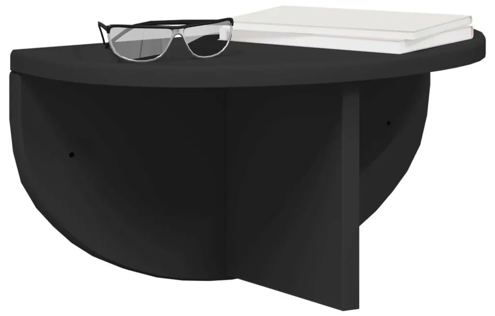 vidaXL Falpolc Falra szerelhető 2 pcs Fekete 38 x 19 x 19 cm Faanyag