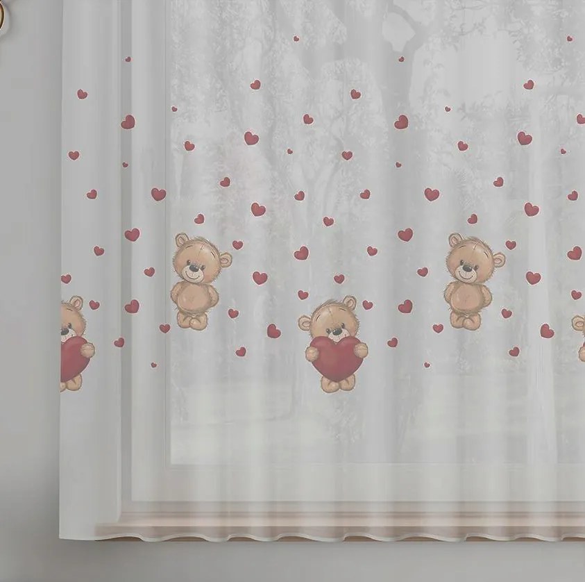 Mg Függöny Fátyol Mackó szív 300x150cm szalaggal díszítve