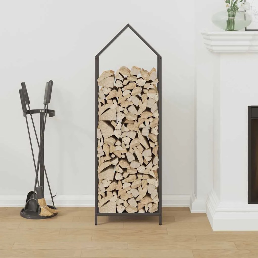fekete hidegen hengerelt acél tűzifatároló 40x25x120 cm