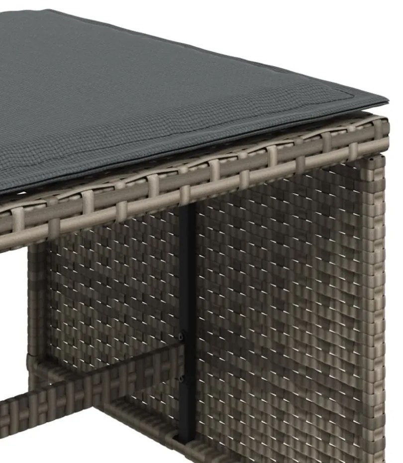 4 db szürke polyrattan kerti szék párnával 41 x 41 x 36 cm