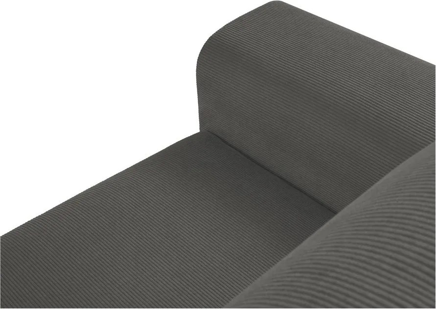 Sötétszürke kordbársony kinyitható tárolóhelyes sarokkanapé (jobb oldali-heverő résszel) Kyoto – Cosmopolitan Design