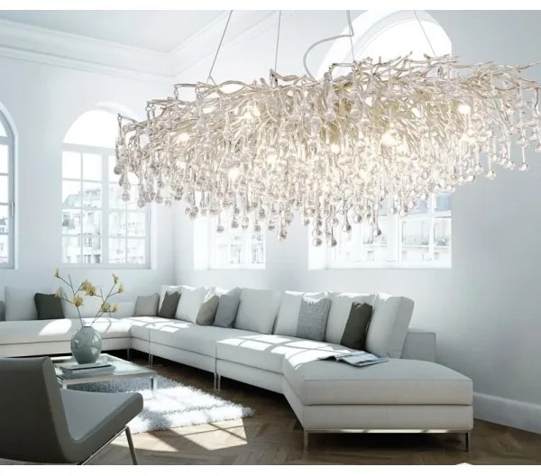 Paul Neuhaus 2031-55 - Csillár zsinóron ICICLE 15xG9/40W/230V 75x150 cm króm