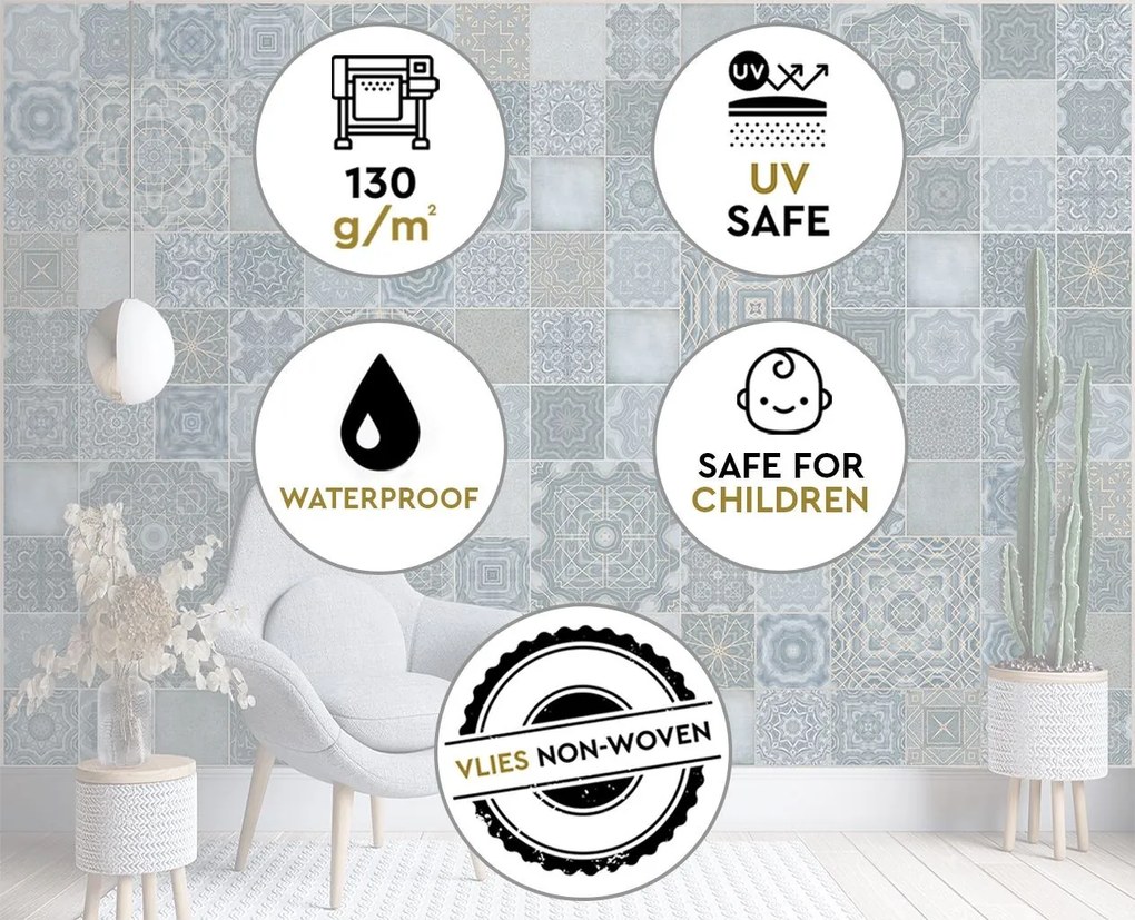 Gario Fotótapéta Marokkói kék mozaik - Andrea Haase Anyag: Vlies, Méret: 450 x 315 cm