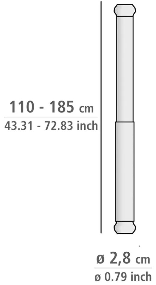 Luz ezüstszínű teleszkópos rúd a fürdőbe, hossz 110-185 cm - Wenko