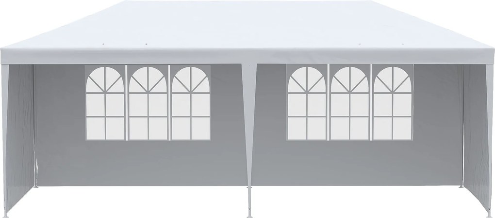 Outsunny 6x3 m-es Kerti Napernyő Pavilon 4 Levehető Oldalfallal és 2 Átlátszó Ablakkal - Antioxidáns, Vízálló Pavilon Kültéri Eseményekhez Acél Vázban