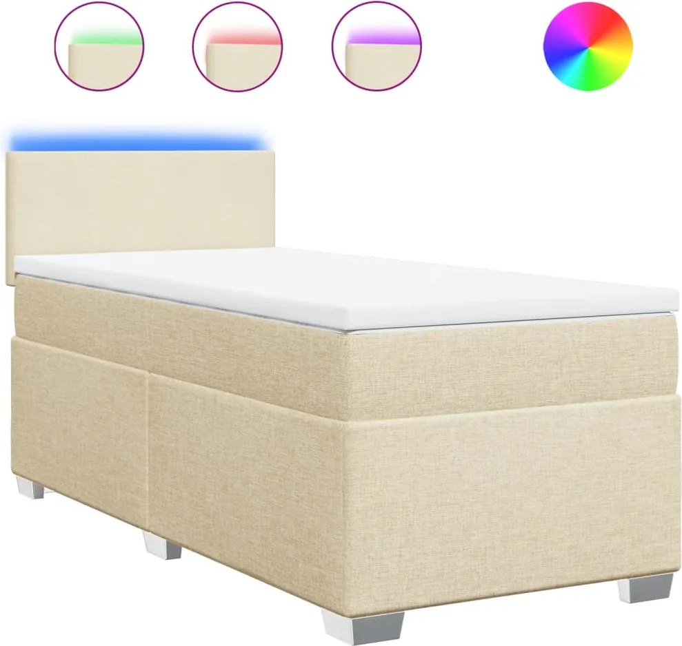 vidaXL krémszínű szövet rugós ágy matraccal 100 x 200 cm
