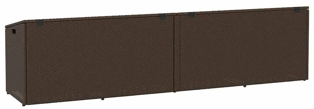 barna polyrattan kerti tárolóláda 220x50x58 cm