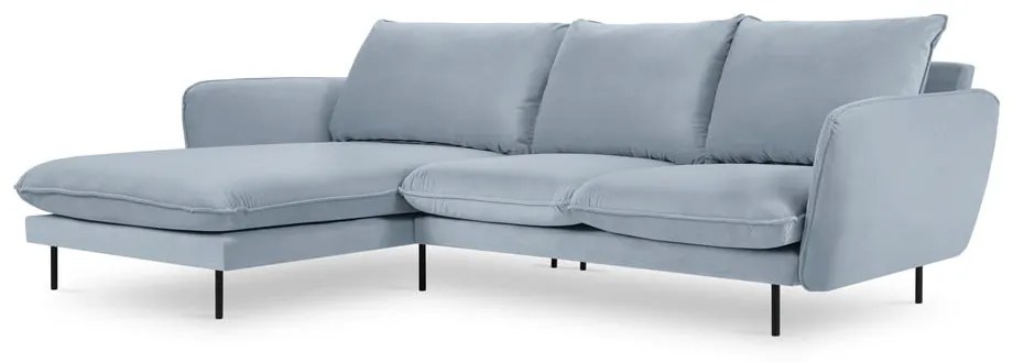 Világoskék bársony sarokkanapé (bal oldali) Vienna – Cosmopolitan Design
