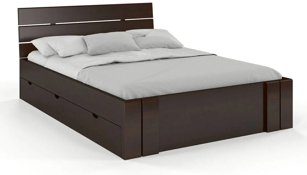 Franciaágy 160 cm Tosen High Drawers (Fenyő). 800208