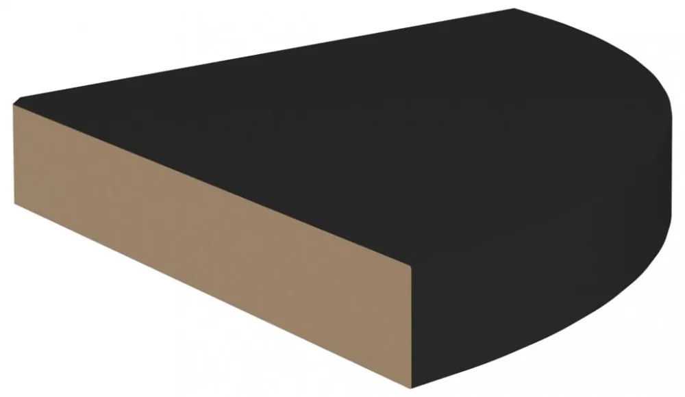 2 db fekete MDF lebegő sarokpolc 25 x 25 x 3,8 cm