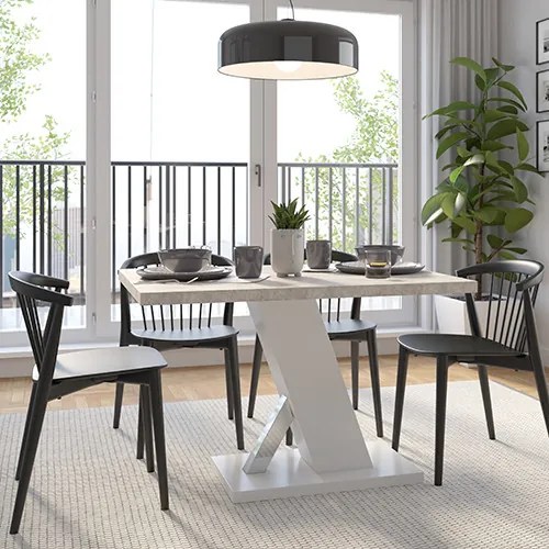 TORRE Étkezőasztal Fehér/Márvány Színben 138 cm