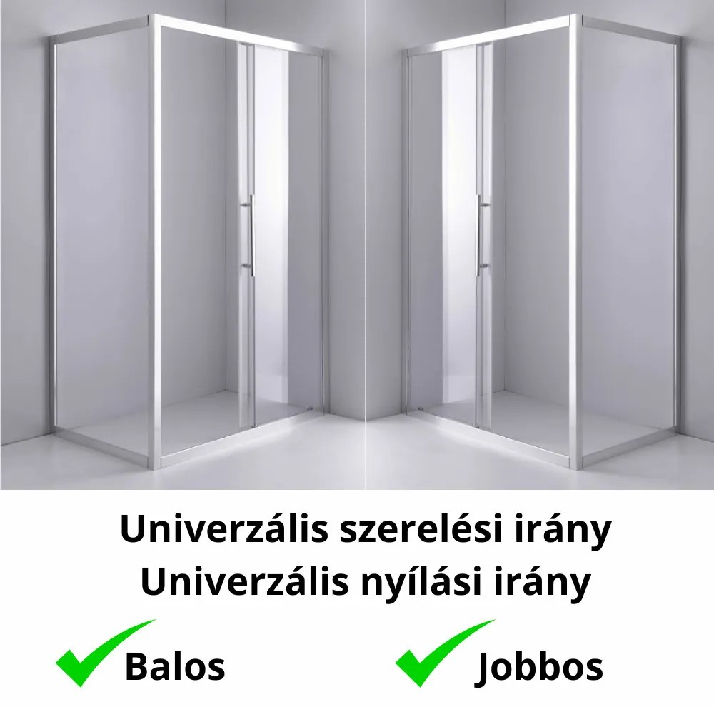 Stuxi Nizza 140x100 aszimmetrikus szögletes tolóajtós zuhanykabin 6 mm vízlepergető biztonsági üveggel, króm elemekkel, 200 cm magas