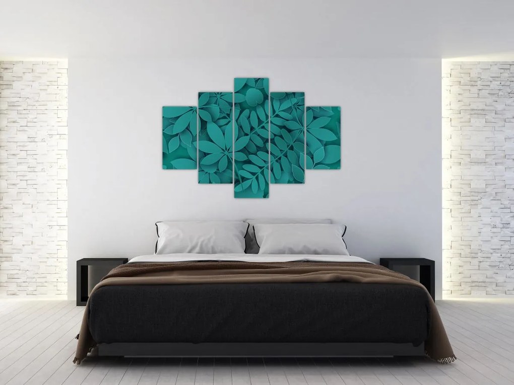 Kép - Türkiz levelek (150x105 cm)