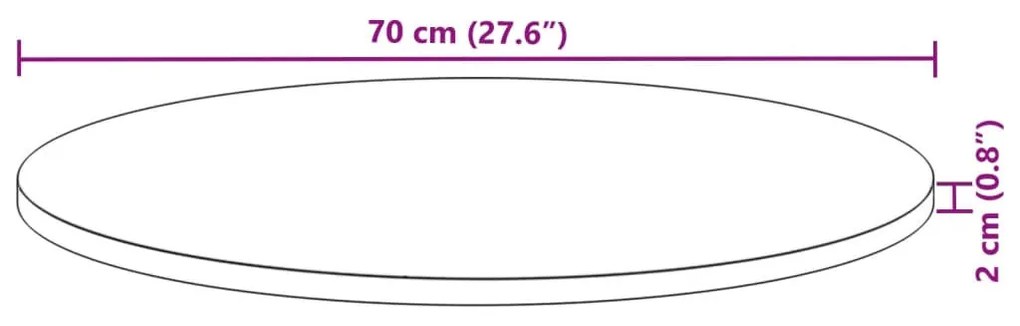 kerek tömör akácfa asztallap Ø70 x 2 cm