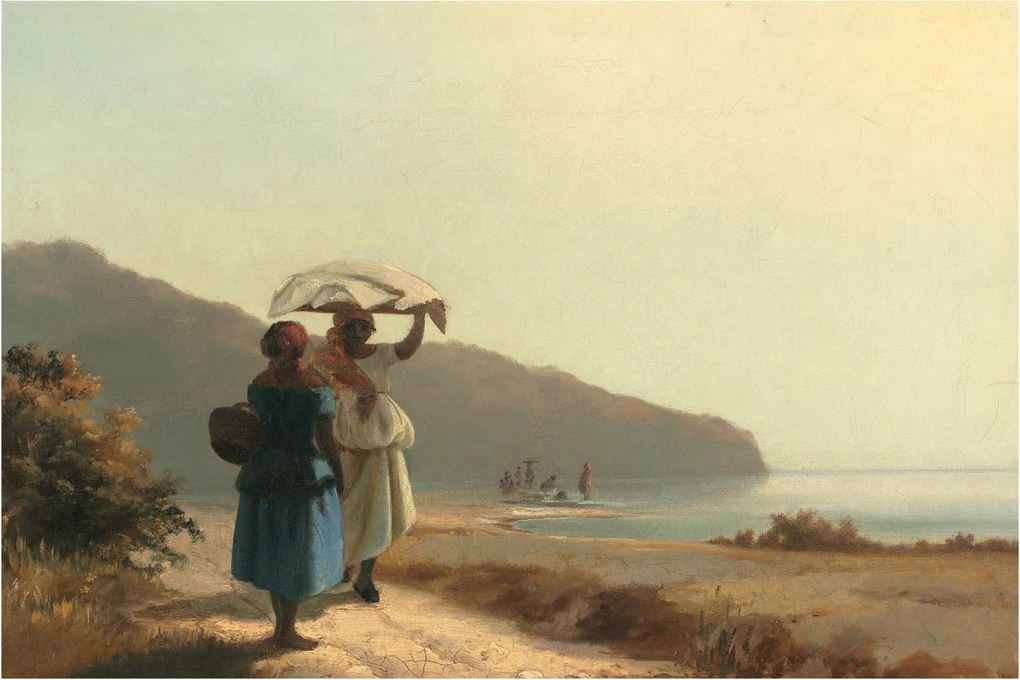 Kép - Camille Pissarro, Two Women Chatting by the Sea, St. Thomas, reprodukciók (90x60 cm)