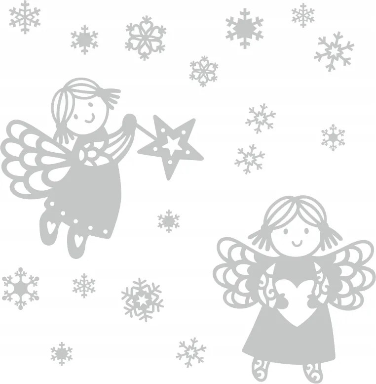 Karácsonyi dekoráció Angyalkák Hópehely Ablak matricák