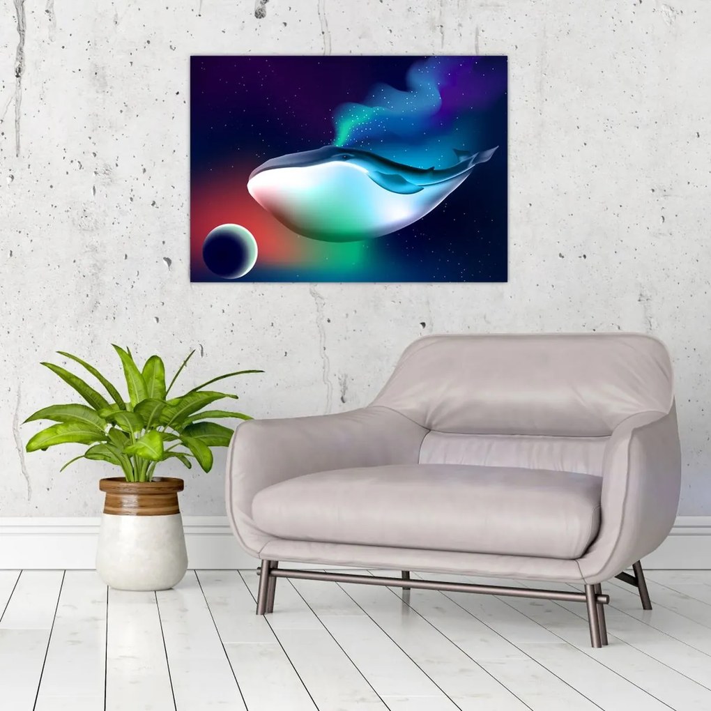 Üveg kép - Egy bálna az űrben (70x50 cm)