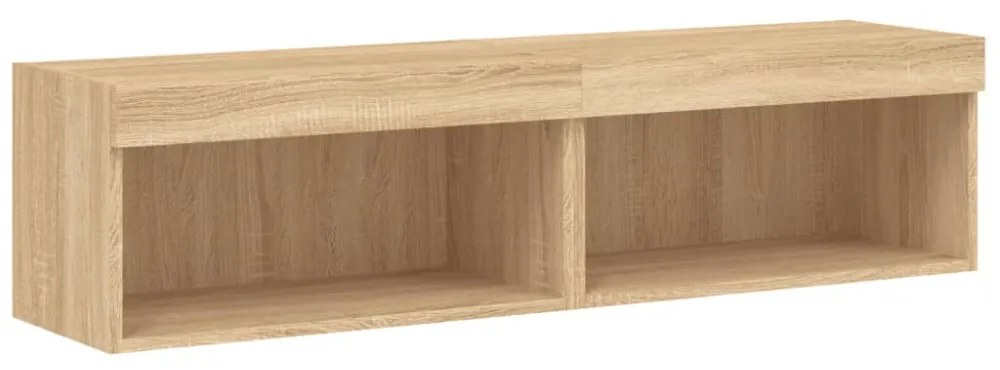 2 db sonoma tölgy színű TV-szekrény LED-ekkel 60x30x30 cm