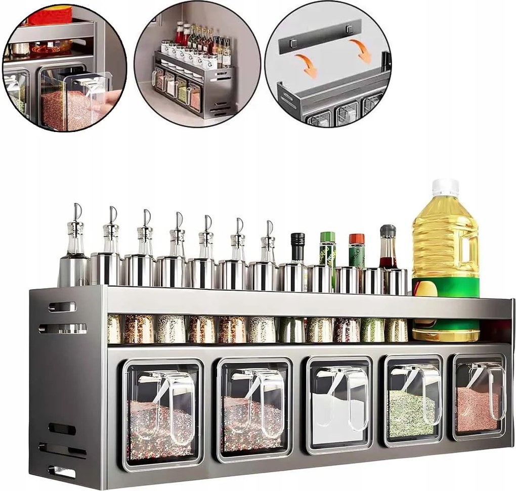 Fűszertartó Állvány Organizer +5 db fűszertartó doboz