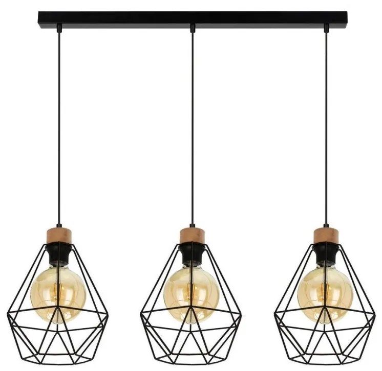 Spot-Light 21822304-Csillár zsinóron DIAMENT 3xE27/60W/230V tölgy