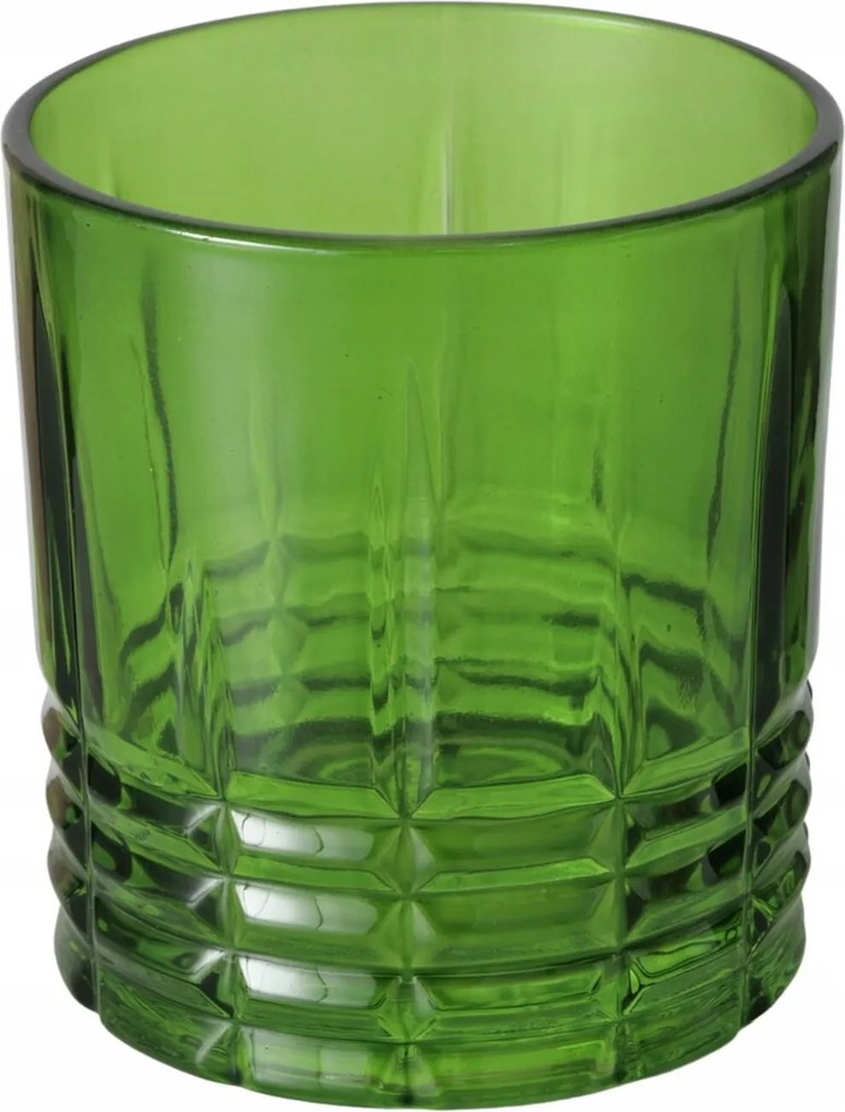 Dekoratív Zöld Üvegpohár Whiskey Mintával 9X8,5 CM