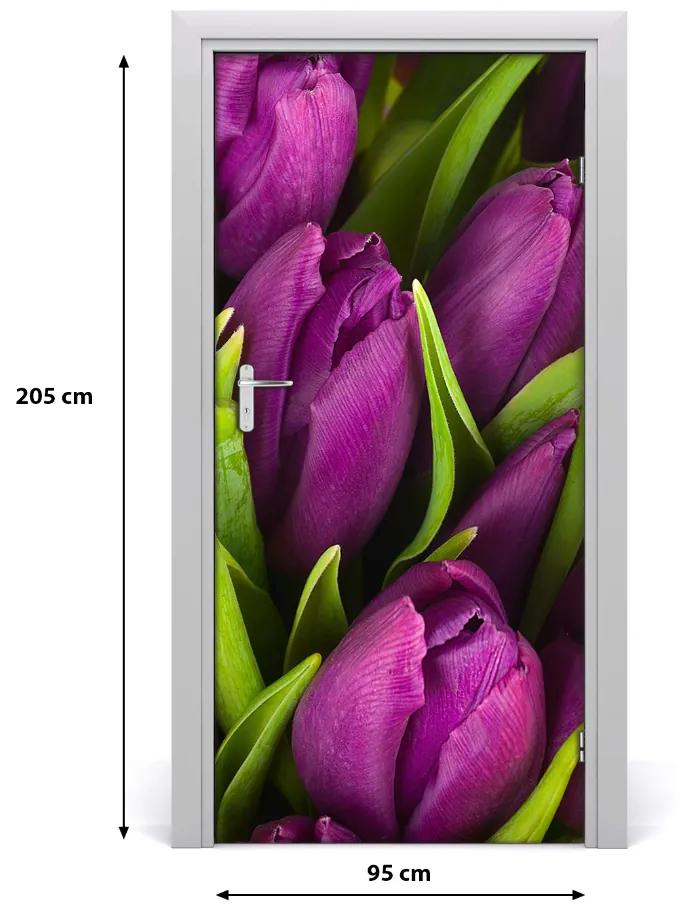 Ajtó tapéta lila tulipánok 75x205 cm