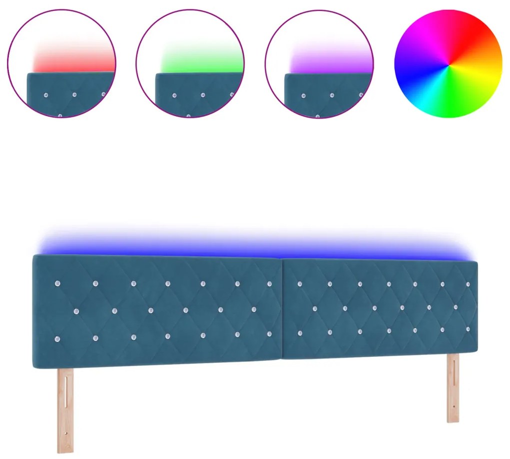 LED Fejtámla Kristálygombos Steppelt Sötétkék 100 cm Bársony