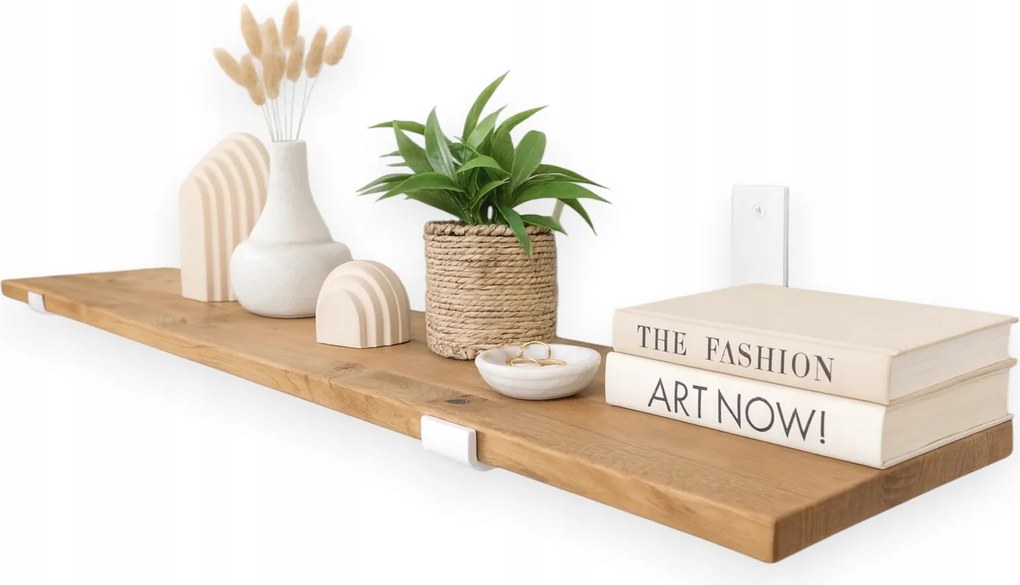 Falra akasztható tölgyfa fali polc világos fehér konzol 100cm x 10cm