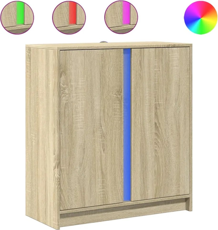vidaXL sonoma tölgy szerelt fa tálalószekrény LED-del 77 x 34 x 85 cm