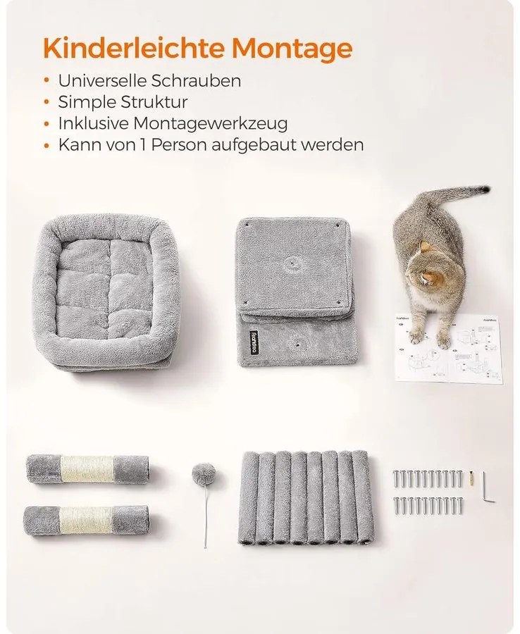 Feandrea kis macskafa, 67 cm magas kaparófa világosszürke színben