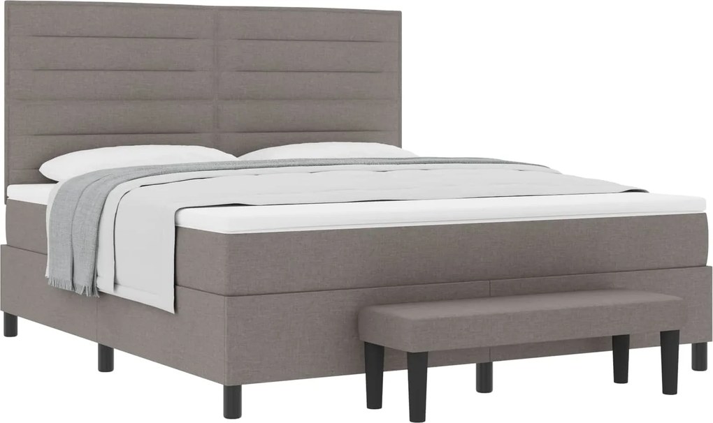 vidaXL Boxrugós ágy matracmal fejtámlával Tópszínű 180 x 200 cm szövet