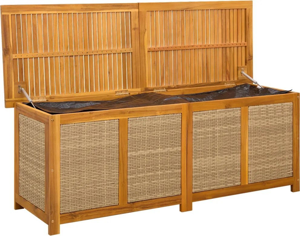 vidaXL Kerti Tároló Doboz 185 L Tömör Akácfa 150 x 50 x 56 cm Bézs