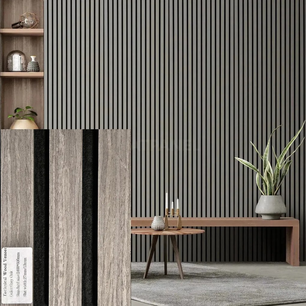 FREJA Akusztikus panel falburkolat 100x60x2,2cm. Grey oak - Egyedi méretre is levágjuk - 100x60x2,2cm , Walnut