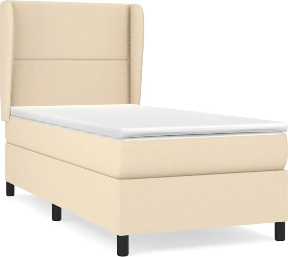 vidaXL krémszínű szövet rugós ágy matraccal 90 x 200 cm