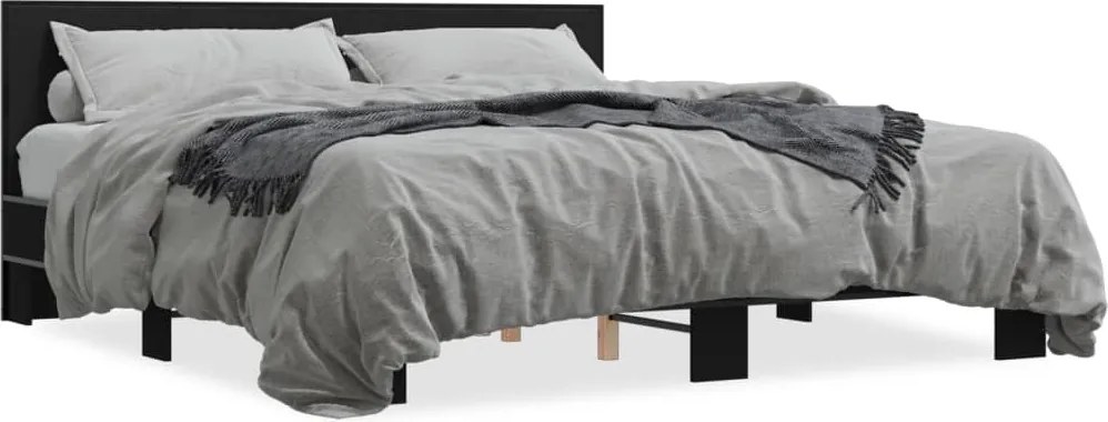 vidaXL fekete szerelt fa és fém ágykeret 180 x 200 cm