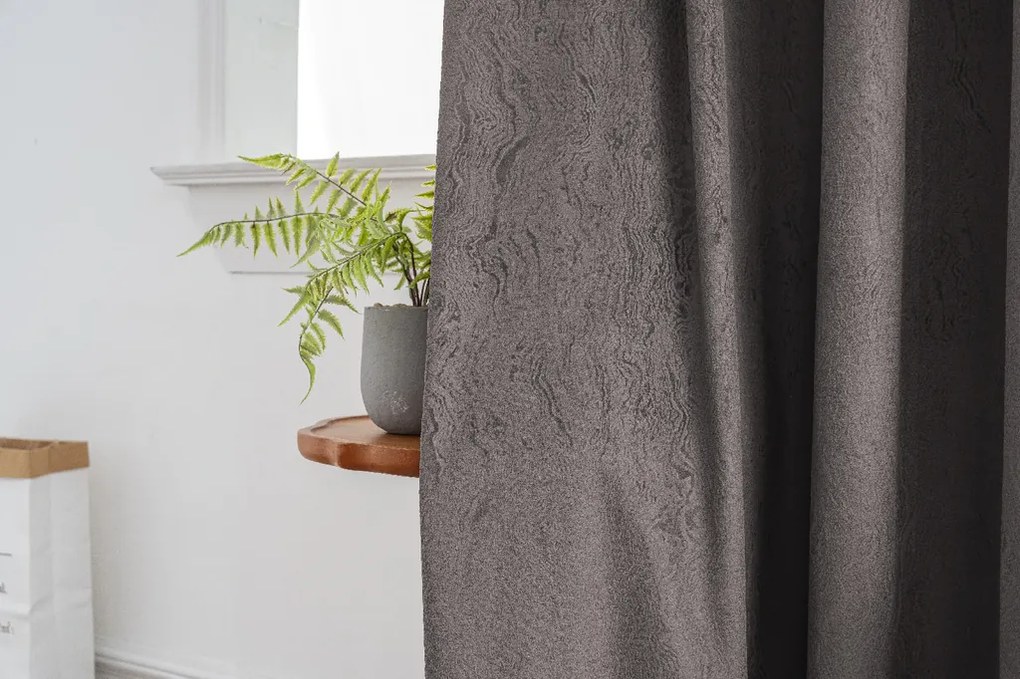 Sötétítő függöny DUNES VELVET 140x250 cm, sötétszürke Felfüggesztés: Hullámos sínszalag