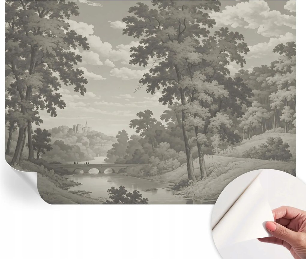 Dekoratív öntapadós fotótapéta Hálószobába Kastély és híd 312x219 cm