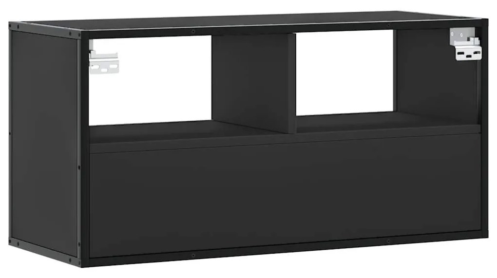 fekete szerelt fa és fém TV-szekrény 80x31x39,5 cm